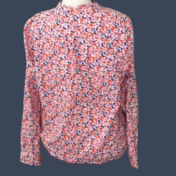 Talbots Floral Print Blouse Smocked peasant ruffle multicolor Size Small Petite - Picture 4 of 7